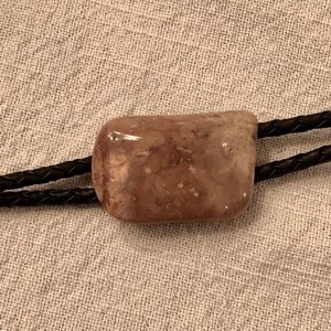 Vintage Stone & Leather Bolo Tie - Agate Gemstone